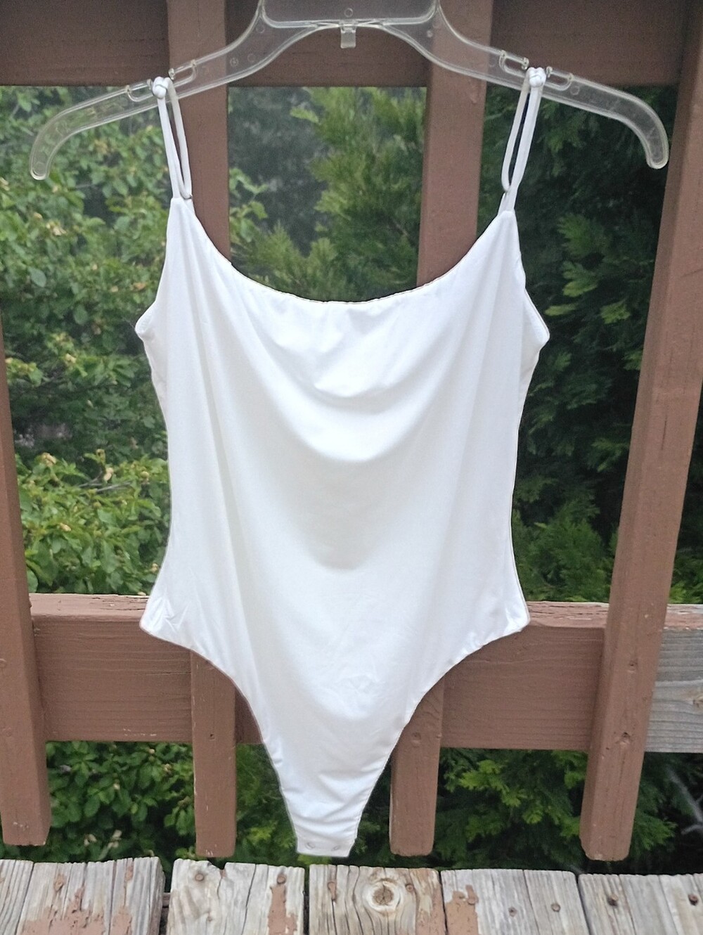 HYZ White Thong Bodysuit sz L NEW